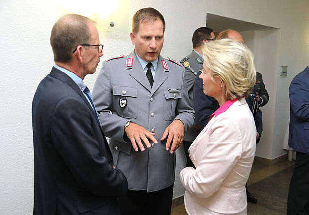 Im Gespräch mit der Ministerin: Wolfgang Bender (l.) und Tobias Brösdorf
