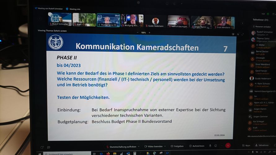 Erneut großes Interesse der Ehemaligen gab an den vom Vorsitzenden Ehemalige im Landesvorstand West angebotenen virtuellen Konferenzen. Foto: Rudolf Schmelzer