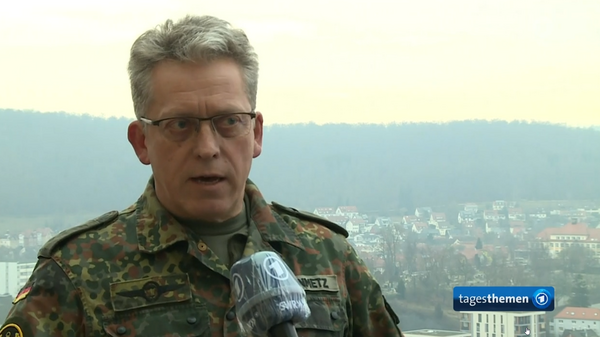 Der stellvertretende Bundesvorsitzende Hauptmann Andreas Steinmetz bekräftigte in den ARD-Tagesthemen die Forderung des DBwV nach der Bewaffnung von Drohnen zum Schutz der Soldaten im Einsatz. Screenshot: DBwV