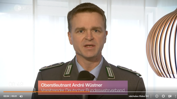 Im ZDF-Morgenmagazin warnte Oberstleutnant André Wüstner vor den Auswirkungen des andauernden Amtshilfe-Einsatzes auf den Kernauftrag der Bundeswehr. Screenshot: DBwV