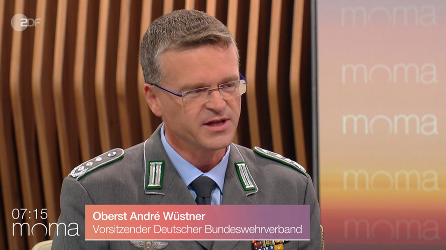 Im ZDF-Morgenmagazin forderte Oberst André Wüstner eine auskömmliche jährliche Erhöhung des Verteidigungsetats. Foto: Screenshot
