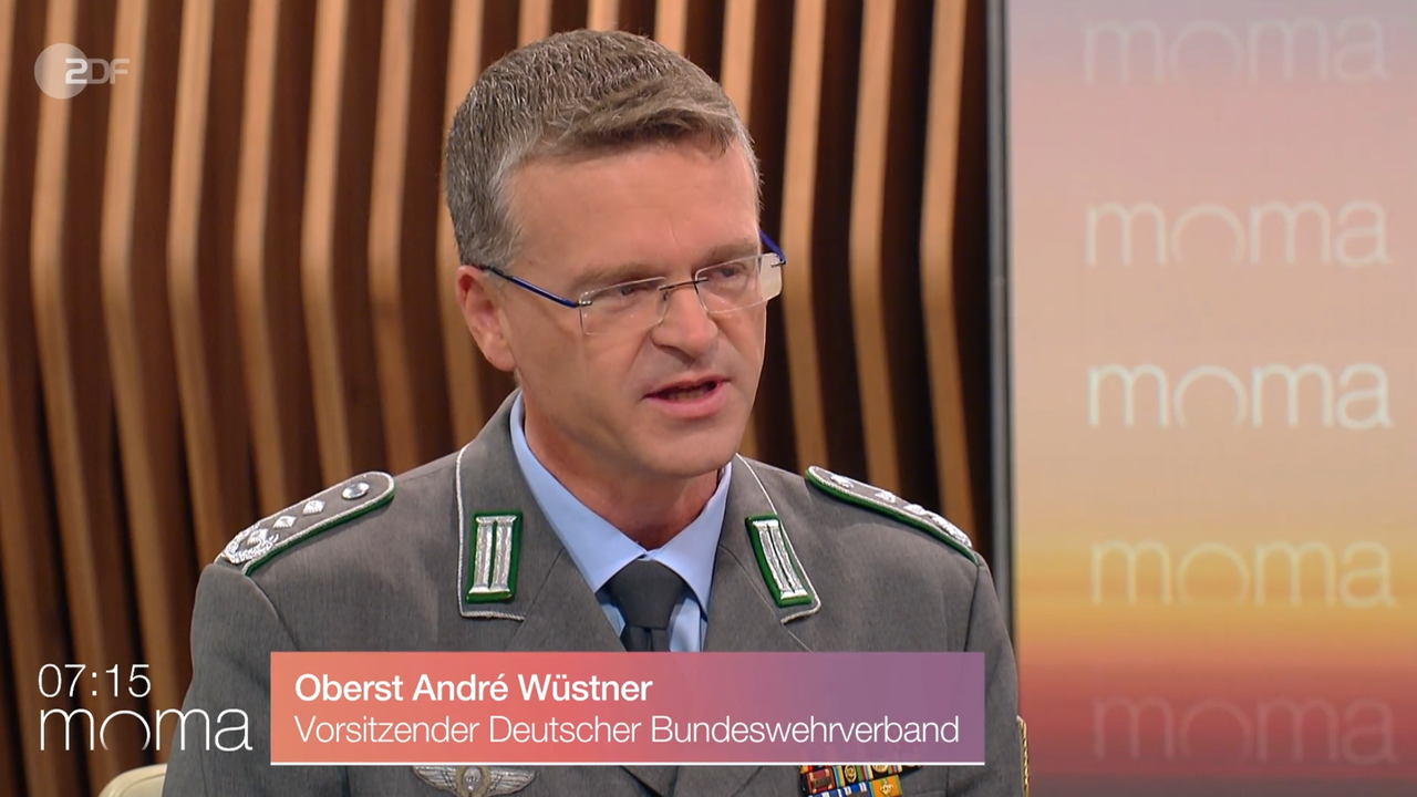 Im ZDF-Morgenmagazin forderte Oberst André Wüstner eine auskömmliche jährliche Erhöhung des Verteidigungsetats. Foto: Screenshot