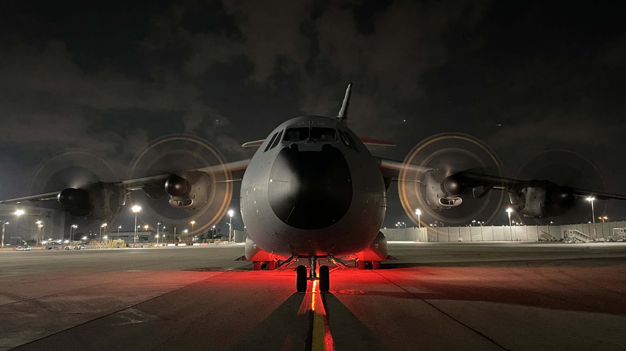 Ein Airbus A400M der Luftwaffe auf dem Flughafen Ben Gurion in Tel Aviv. Foto: Bundeswehr