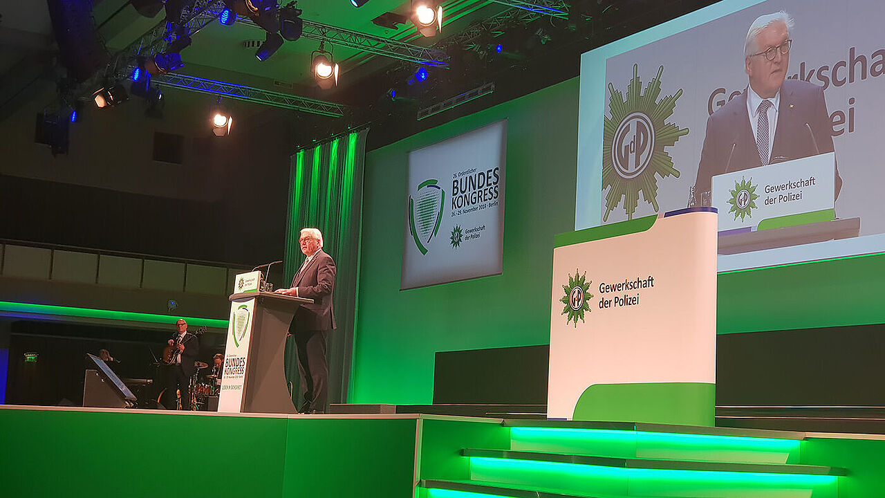 Bundespräsident Frank-Walter Steinmeier beim Bundeskongress der GdP. Foto: DBwV/Steinmetz