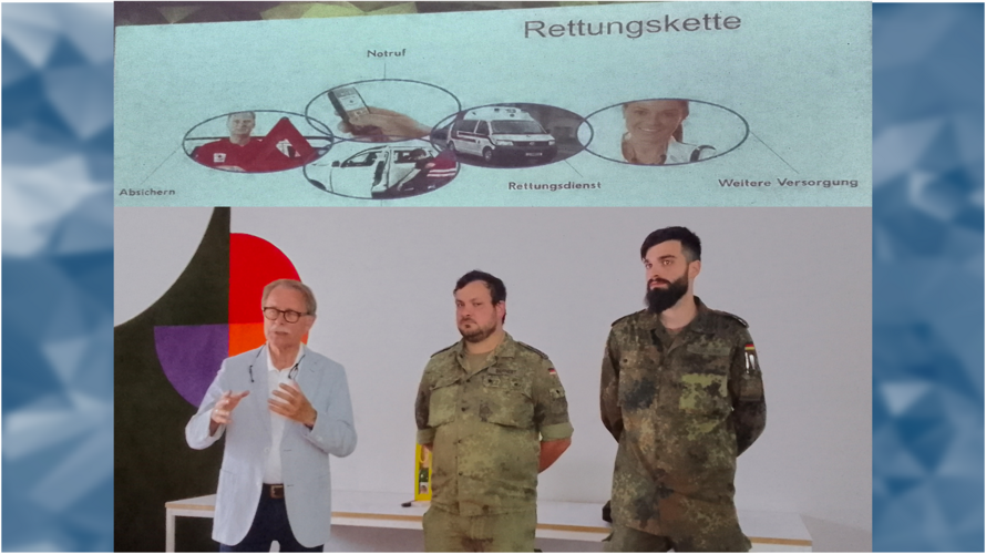 Mit einer Erste-Hilfe-Ausbildung frischten Mitglieder der Kameradschaft ERH Ulm/Neu-Ulm ihre Fähigkeiten für die Nothilfe im Alltag auf. Collage: JAG/IK