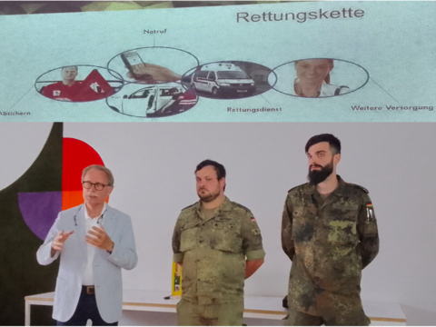 Mit einer Erste-Hilfe-Ausbildung frischten Mitglieder der Kameradschaft ERH Ulm/Neu-Ulm ihre Fähigkeiten für die Nothilfe im Alltag auf. Collage: JAG/IK