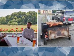 Beim Sommerfest der Kameradschaft ERH mit Spanferkelessen waren Landesvorsitzender Gerhard Stärk und MdB Kevin Leisner zu Gast. Fotomontage: DBw/Kaminsky