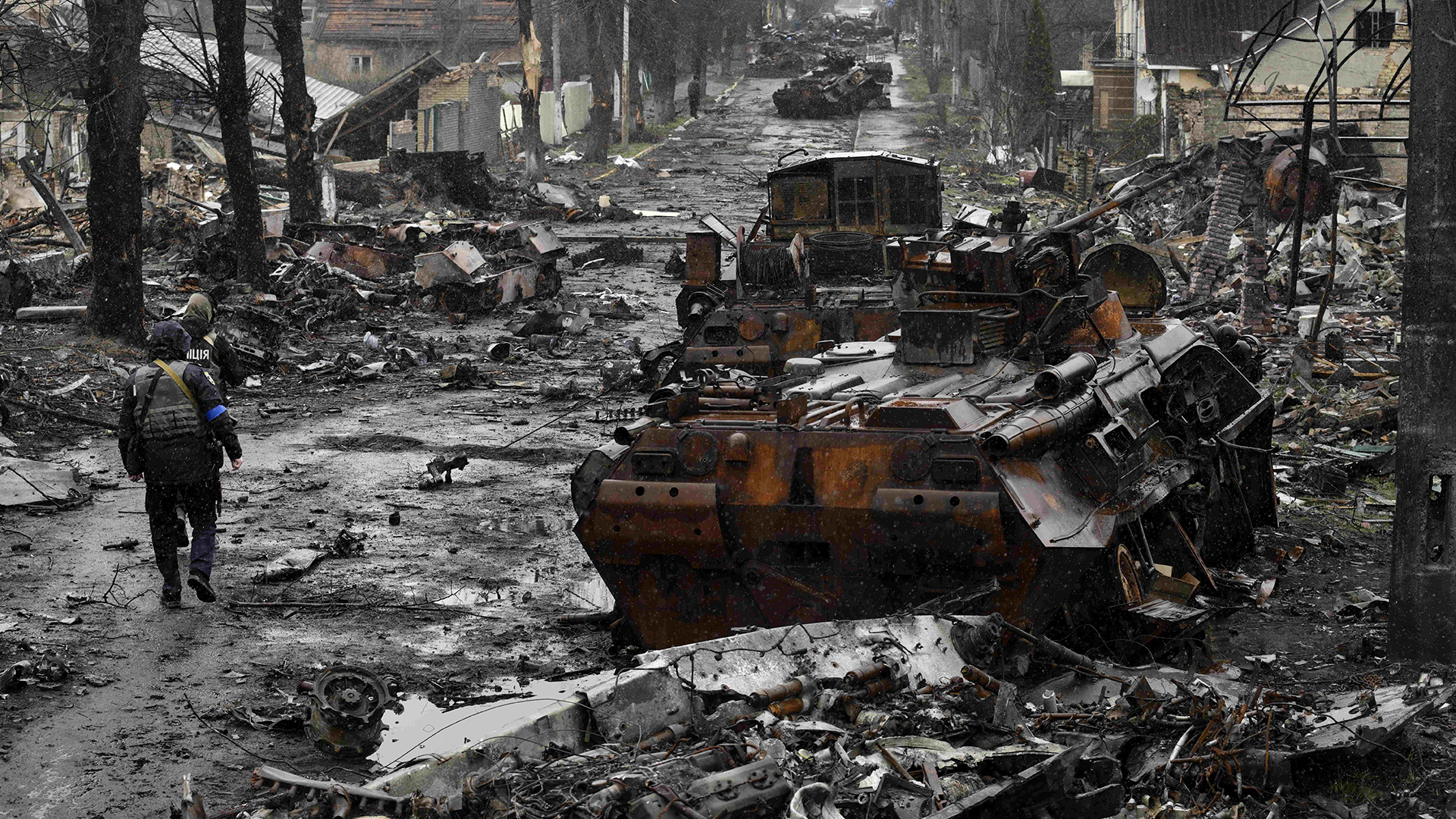 Kiew im April 2022. Der Ukraine gelingt es, die russischen Streitmächte zu vertreiben. Foto: Carol Guzy/ZUMA Press Wire