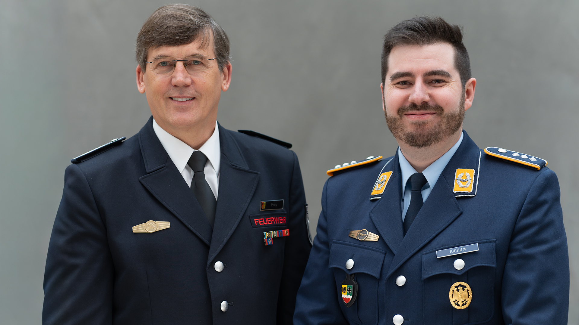 Hauptmann Lukas Jochum (r.), Vorsitzender Zentraler Bereich, und sein Stellvertreter, Brandoberamtsrat Christian Frey. Foto: DBwV 
