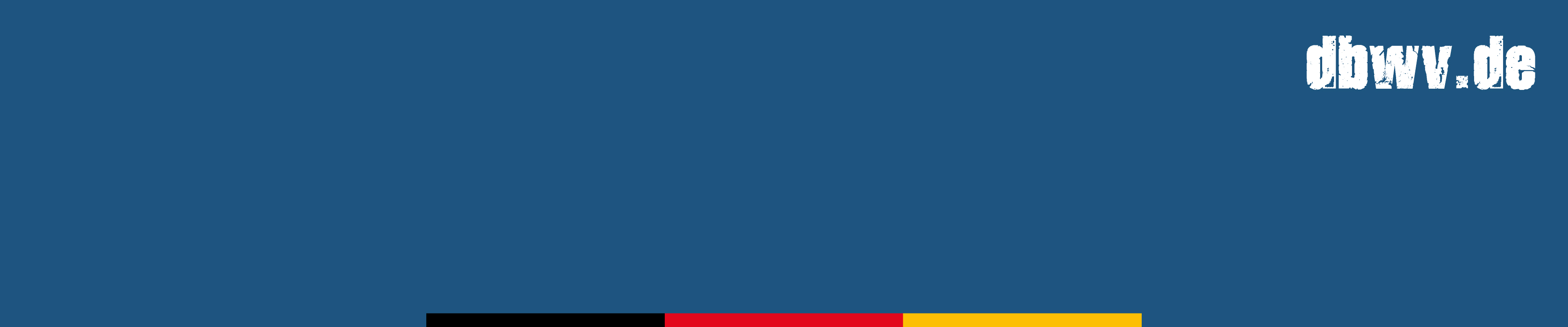 Banner mit blauem Hintergrund und schwarz-rot-goldenem Streifen.